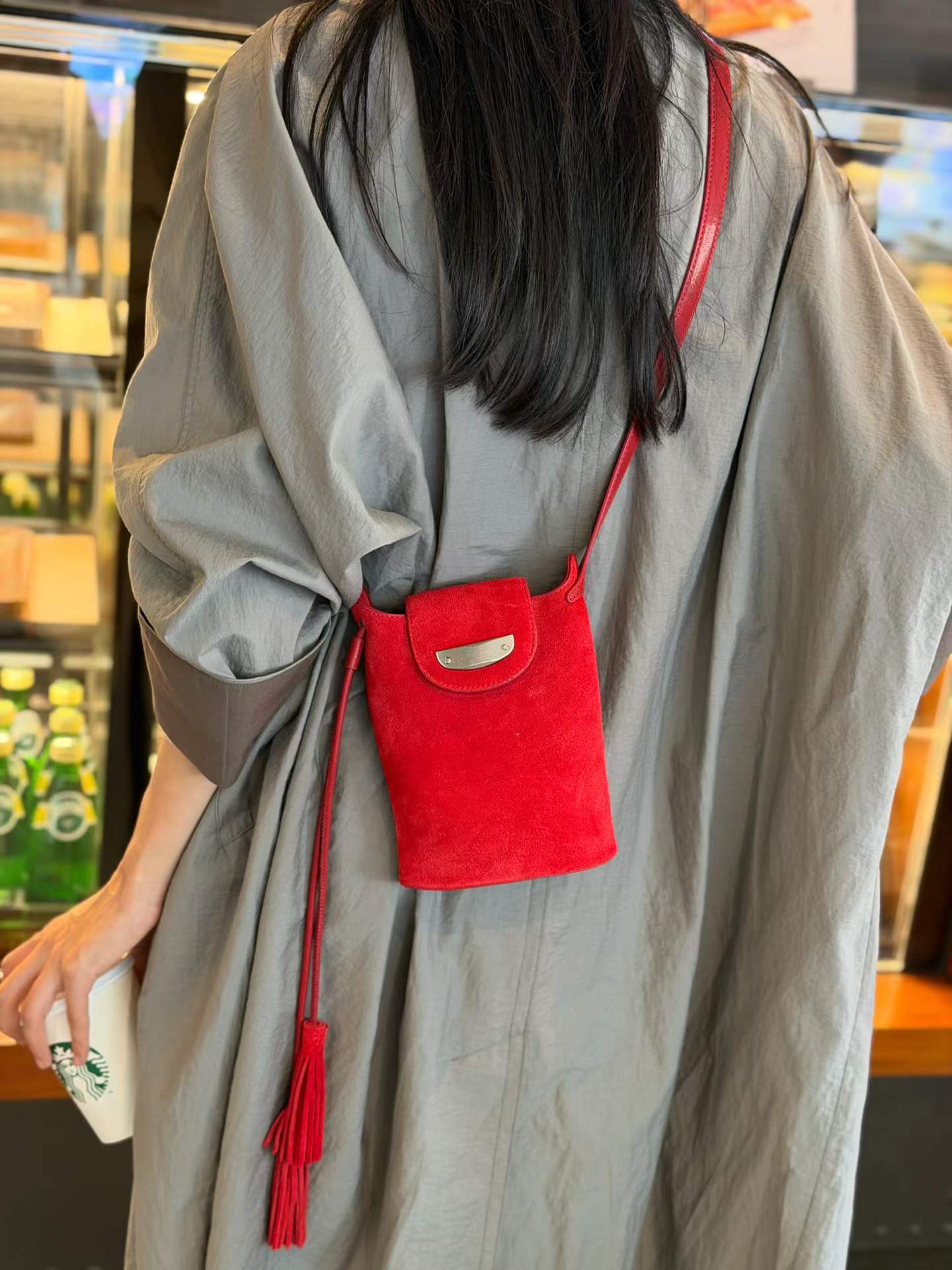 Women's Minority Simple Cell Solid Color Genuine Leather Phone Bags