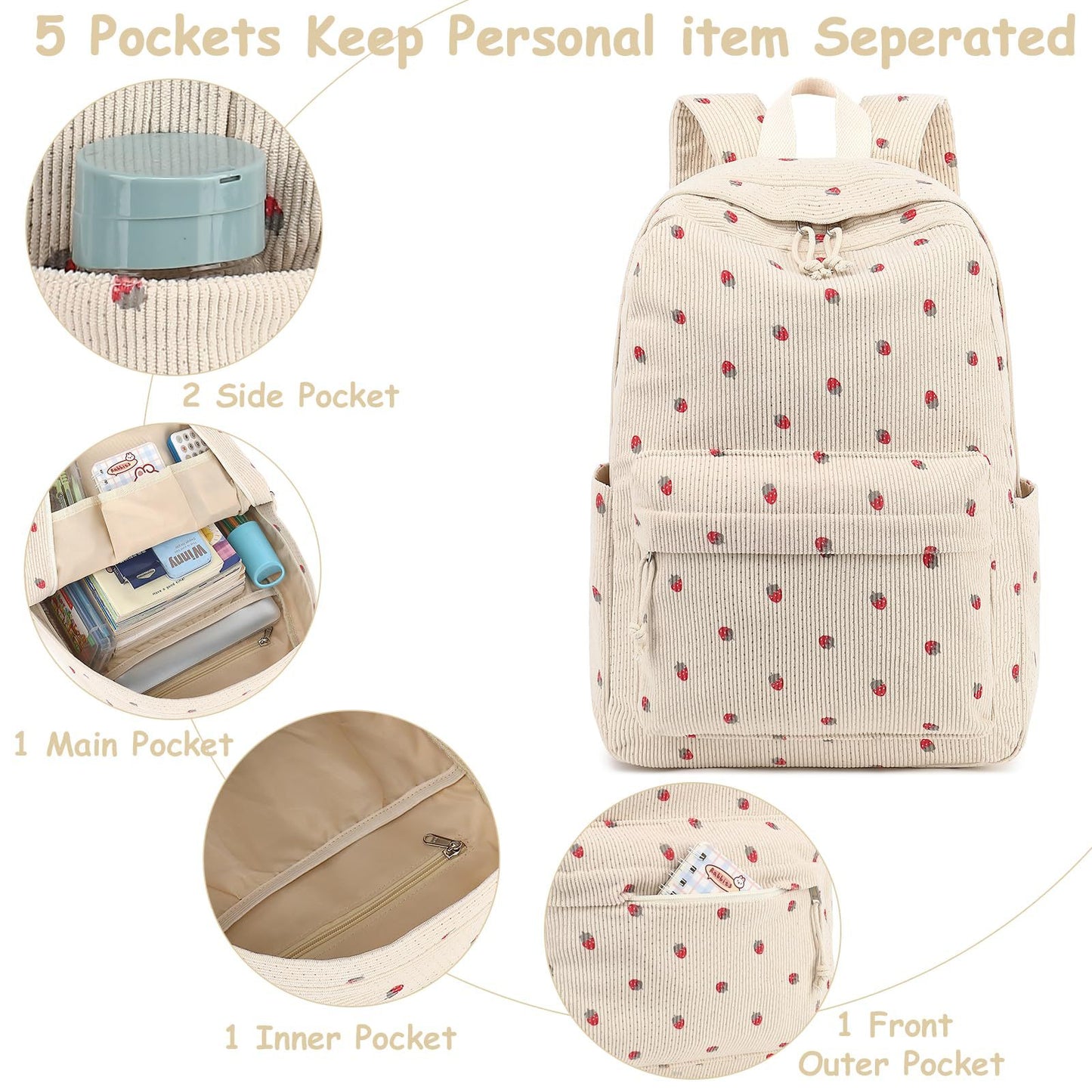 Women's Three-piece Korean Style Preppy For Primary Leisure Backpack