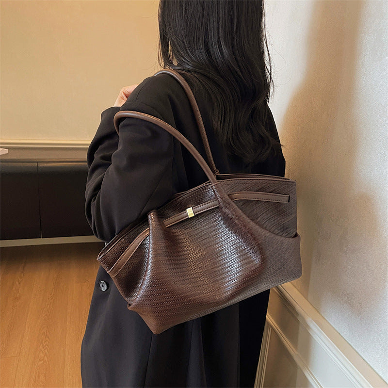 Women's Retro Underarm Fashionable Pleated Cloud Leisure Tote Bag