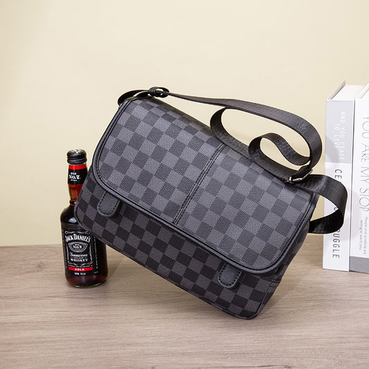 New Trendy Men's Storage Fashion Plaid Men's Messenger Bag