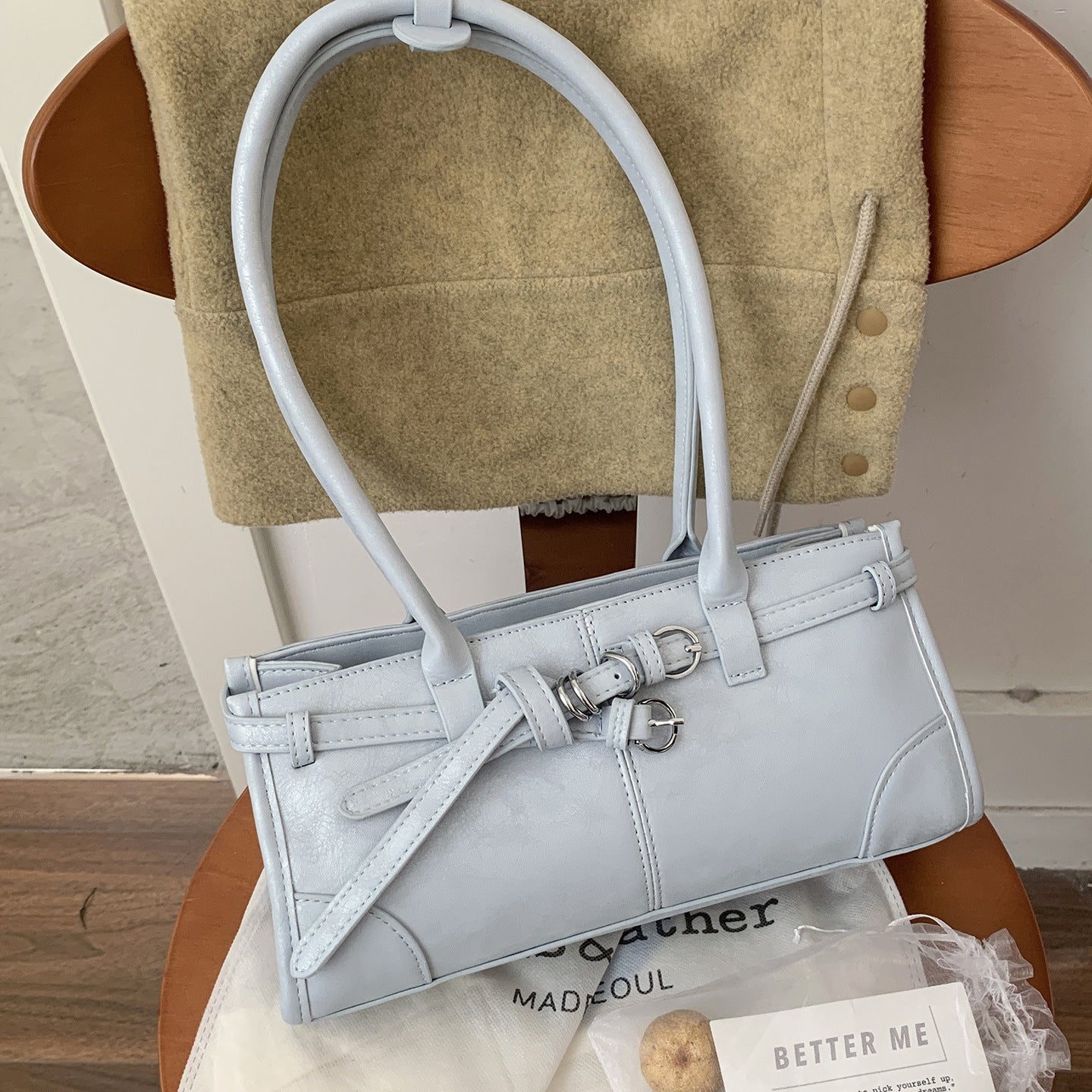 Women's Korean Style Niche Pink Portable Spring Fashion Commuter Underarm Bag