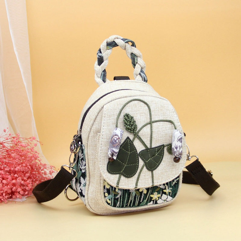 Women's Mini Ethnic Style Mobile Literary Retro Female Women's Backpack