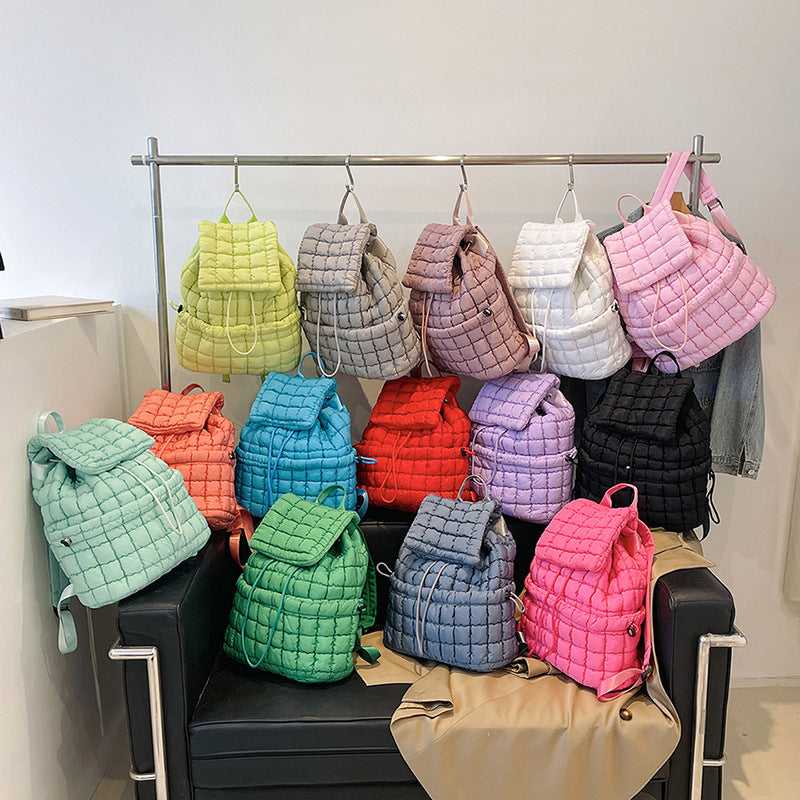 Women's Fashion Commuter Large Capacity Fluffy Plaid Backpacks