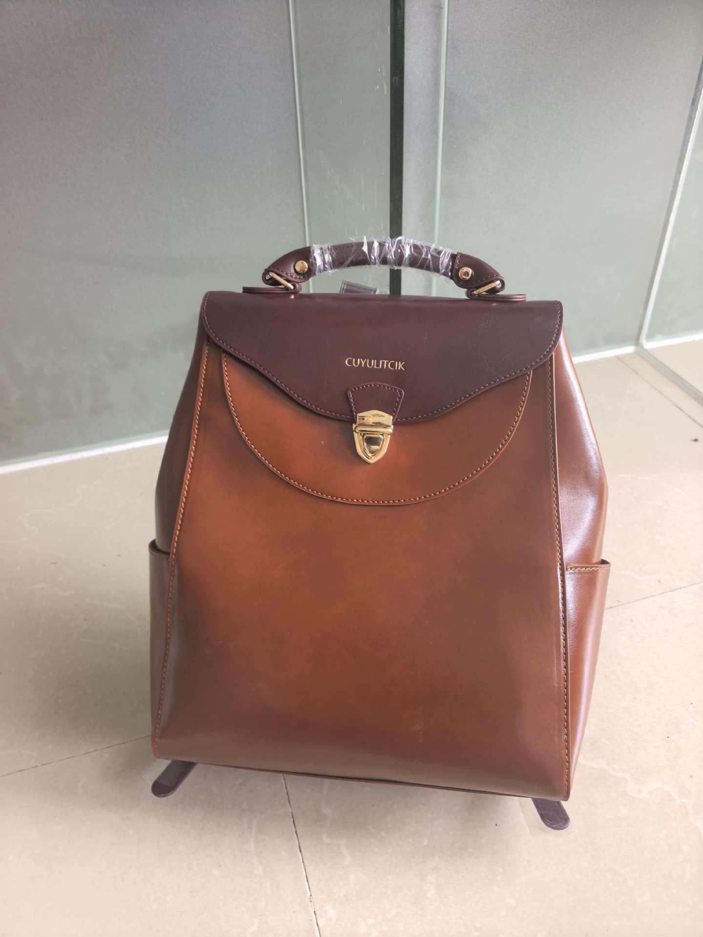 Women's Retro Contrast Color Croissant Handmade Genuine Leather Bags
