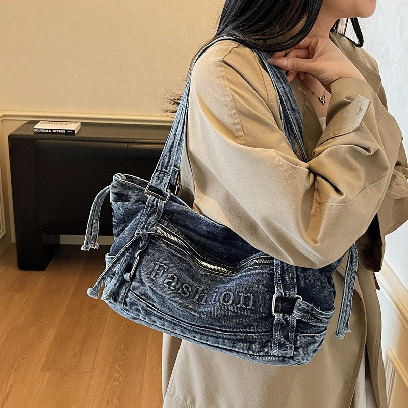 Casual Fashion Trend Denim Commuter Wrist Women's Messenger Bag