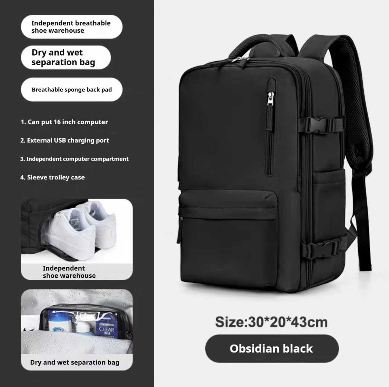 Unisex Boarding Machine Commute Large Capacity Business Backpack