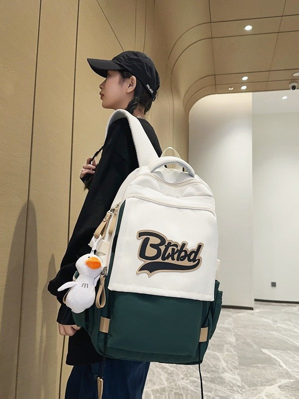 Women's Street Trend Junior's Contrast Color Campus Backpacks
