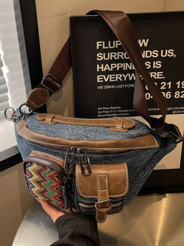 Denim Sail Ethnic Embroidery Trend Dumpling Bags