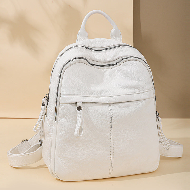 Women's Fashion Soft Leather Versatile Large Capacity Korean Women's Backpack