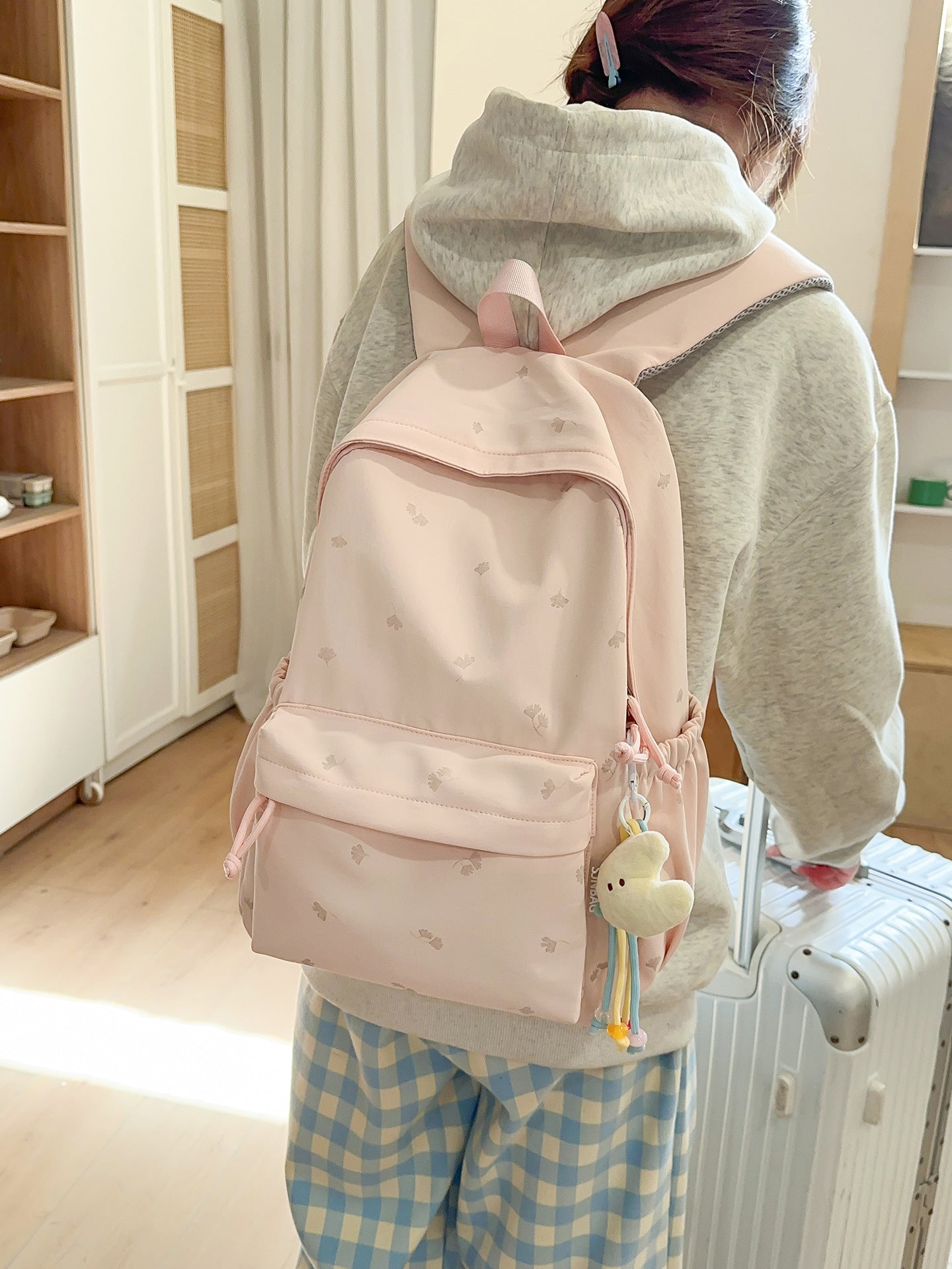 Mori Style Solid Color Printing Fresh Candy Simple Large Capacity Leisure Backpack