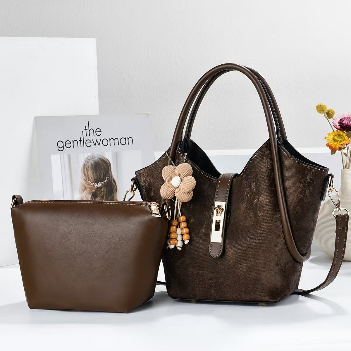 Women's Textured Chinese Style Large Capacity Versatile Niche Handbags