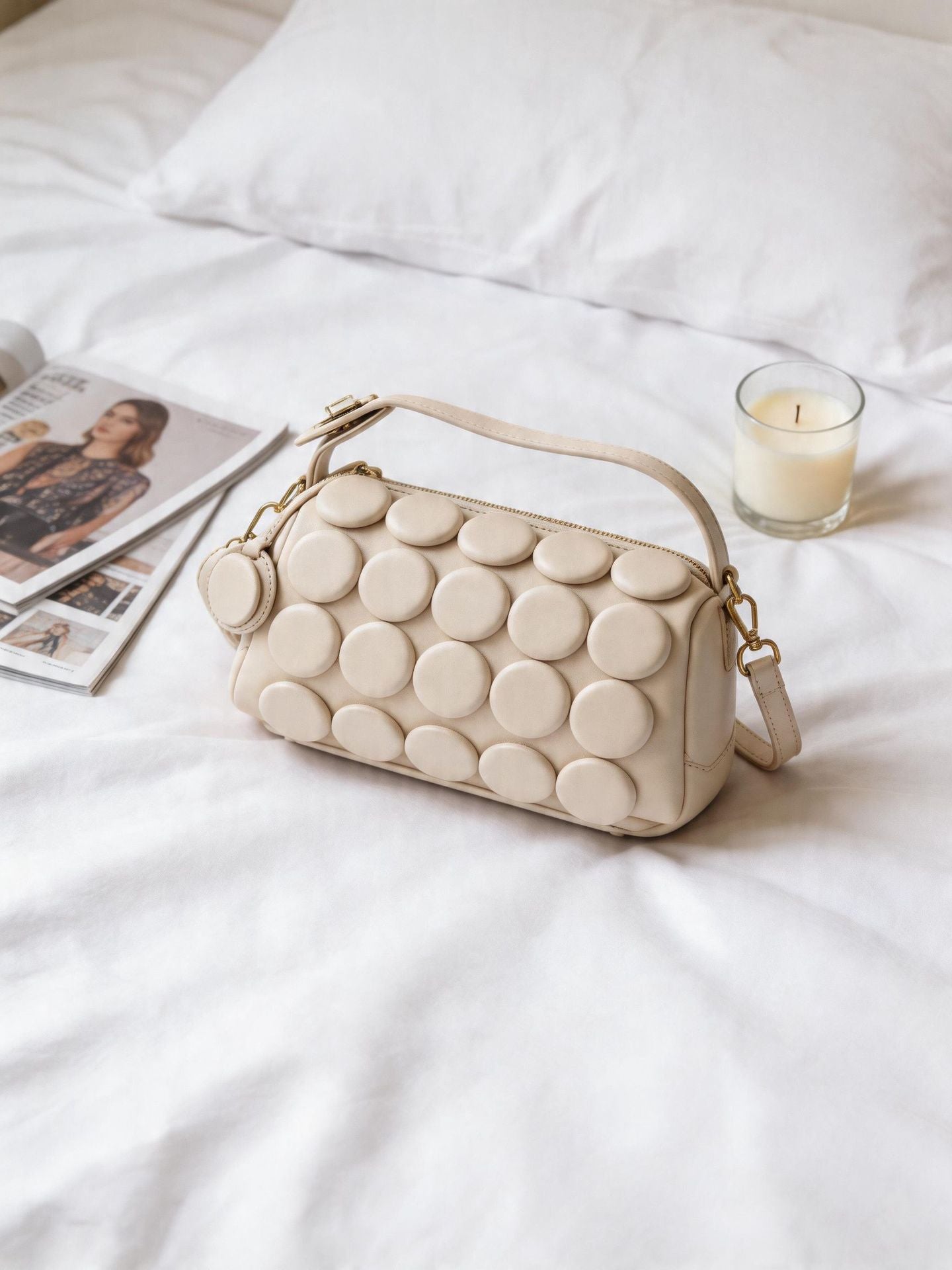 Women's Round Handmade Button Fashion Classic Pillow Women's Shoulder Bag