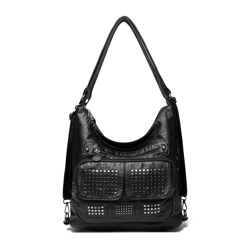 Women's Motorcycle Rivet Large Capacity Multipurpose Retro Women's Messenger Bag