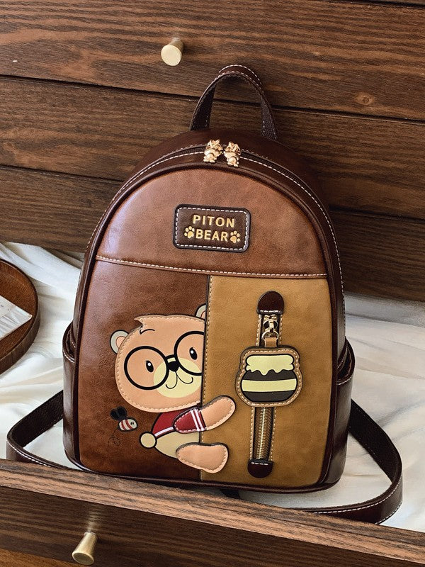 Women's Cartoon Bear Versatile Minority Fashion Shell Women's Backpack