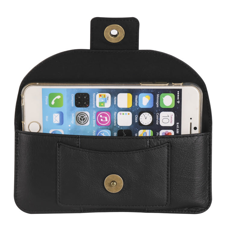 Men's Hanging First Layer Cattlehide Cover Horizontal Dad Phone Bags