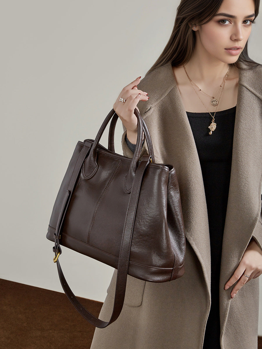Women's Genuine Leather Versatile Large Capacity Fashion High Women's Shoulder Bag