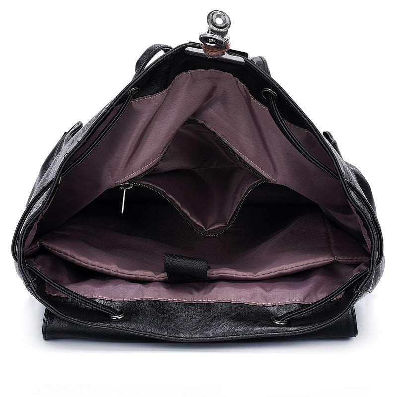 Unique Men's Soft Leather Punk Leisure Business Backpack
