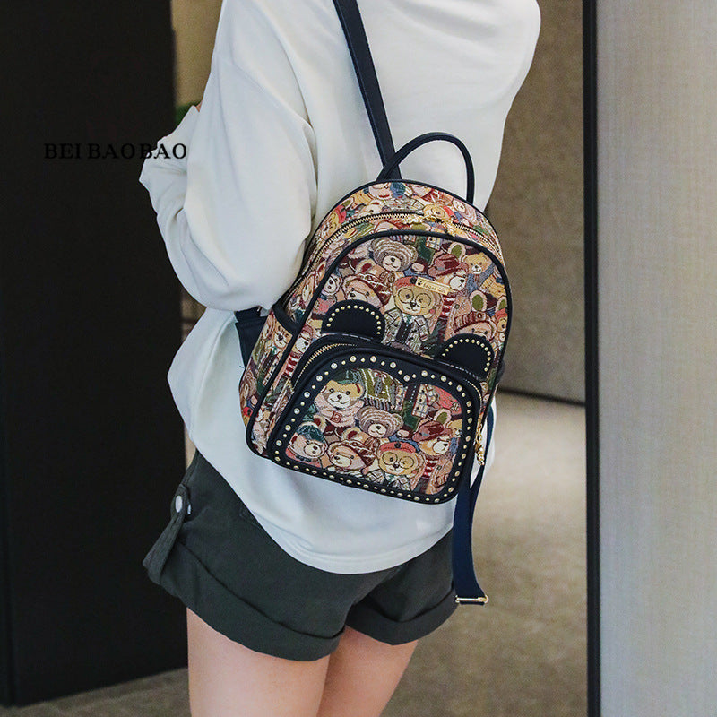 Source Embroidered Canvas Cartoon Versatile Fashion Women's Backpack