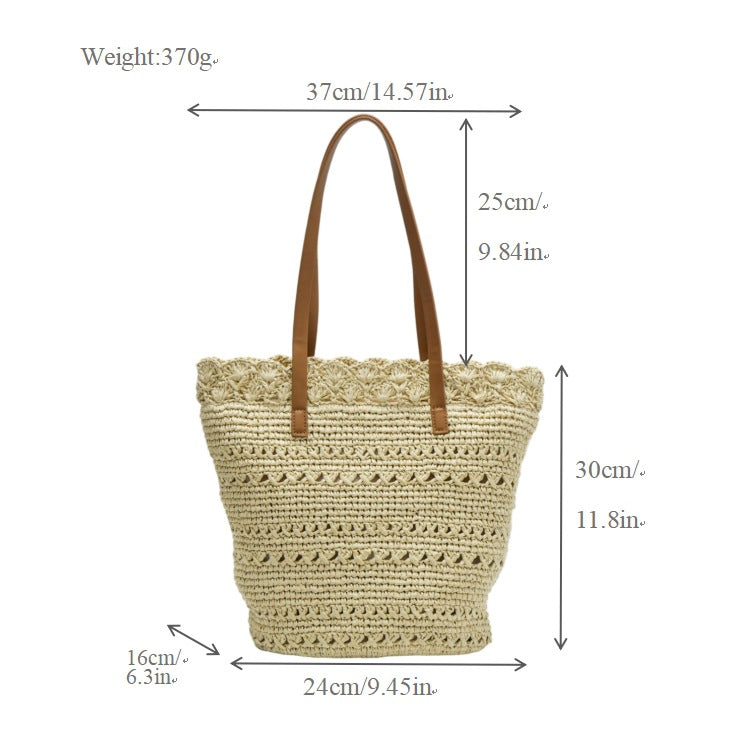 Women's Seaside Hand-woven Large Capacity Totes Vacation Beach Vegetable Tote Bag