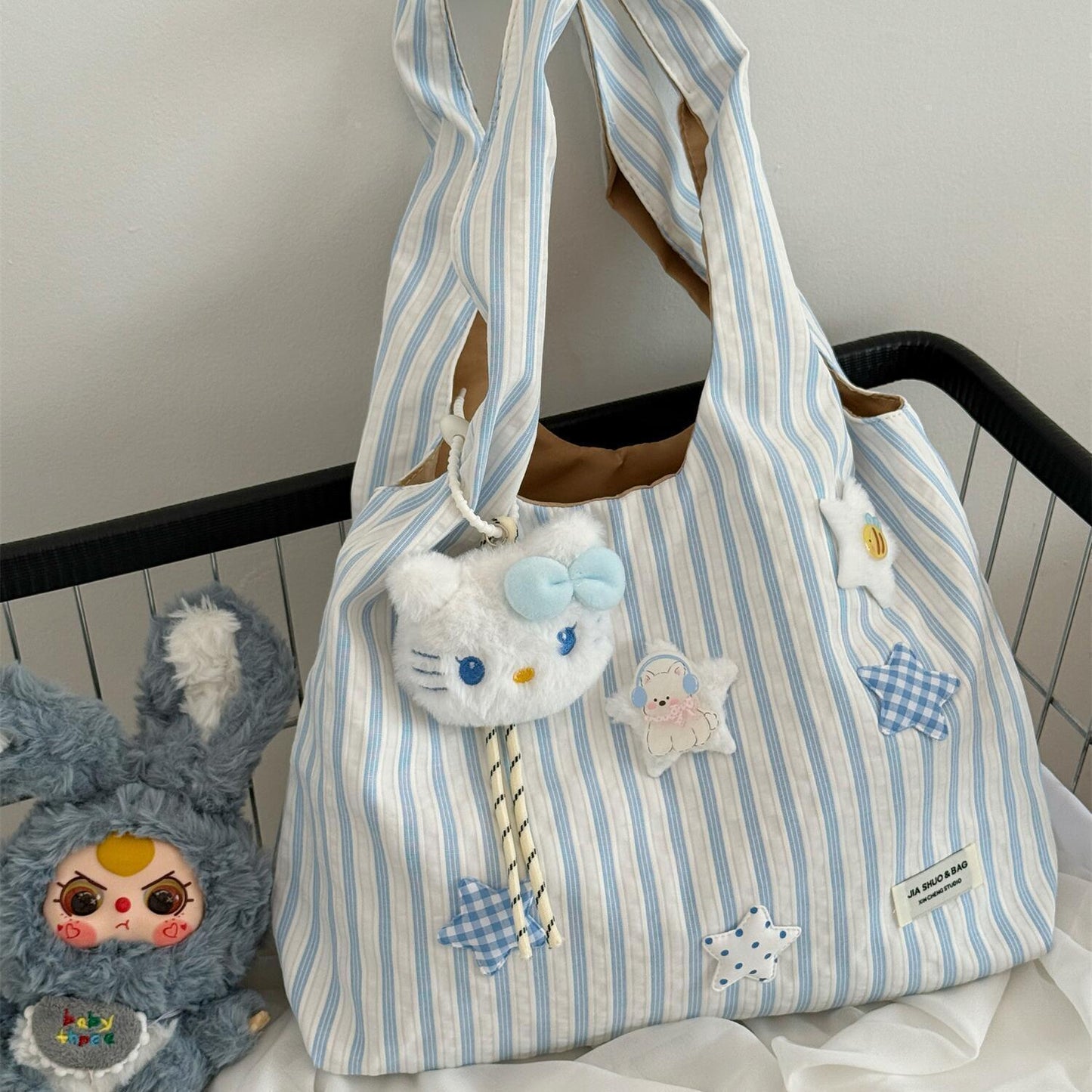 Women's Fresh Striped Cute Commuter Large Capacity Women's Shoulder Bag