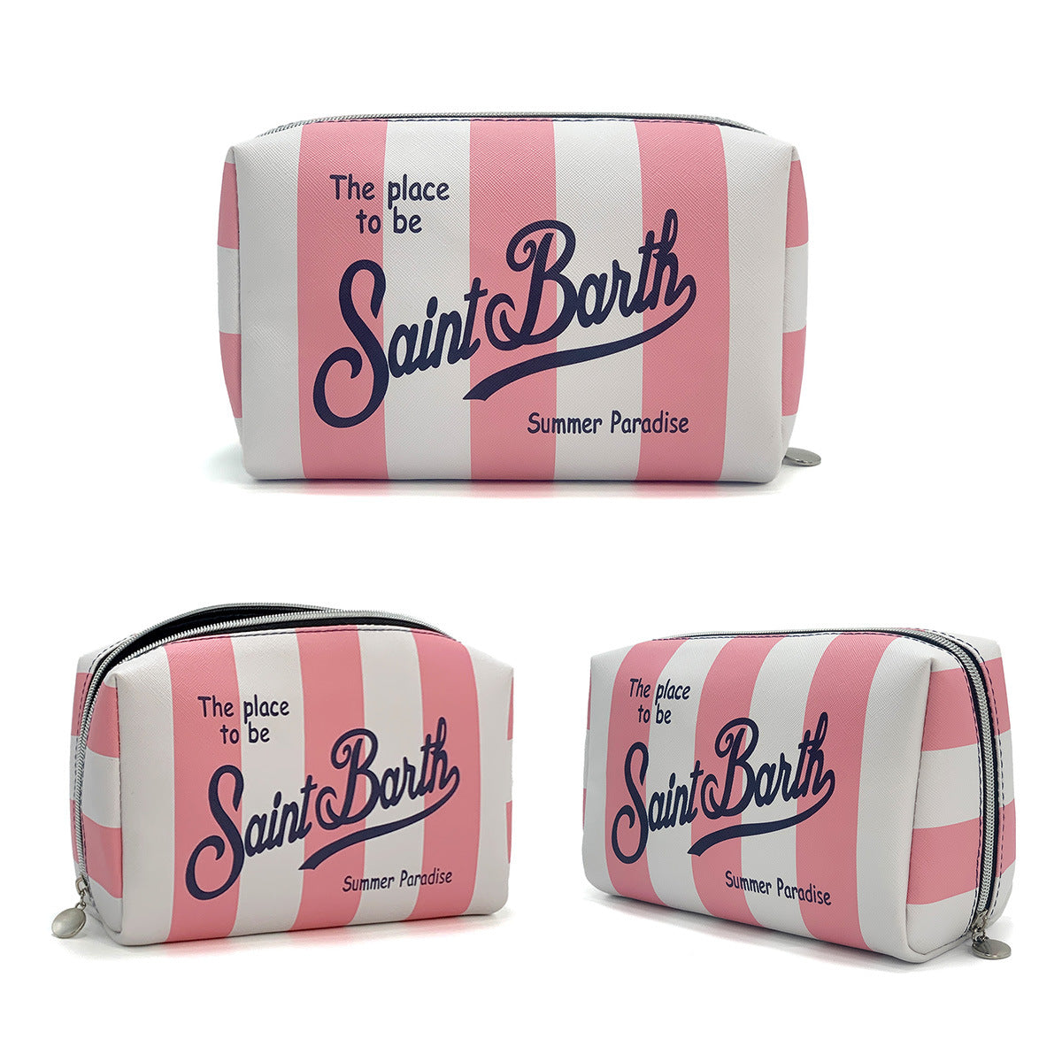 Classic Waterproof Striped Printed Wash Clutch Makeup Bag