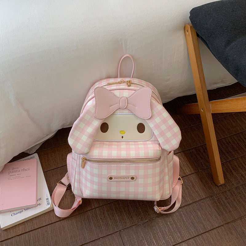 Korean Plaid Clow Large Capacity Checked Women's Backpack