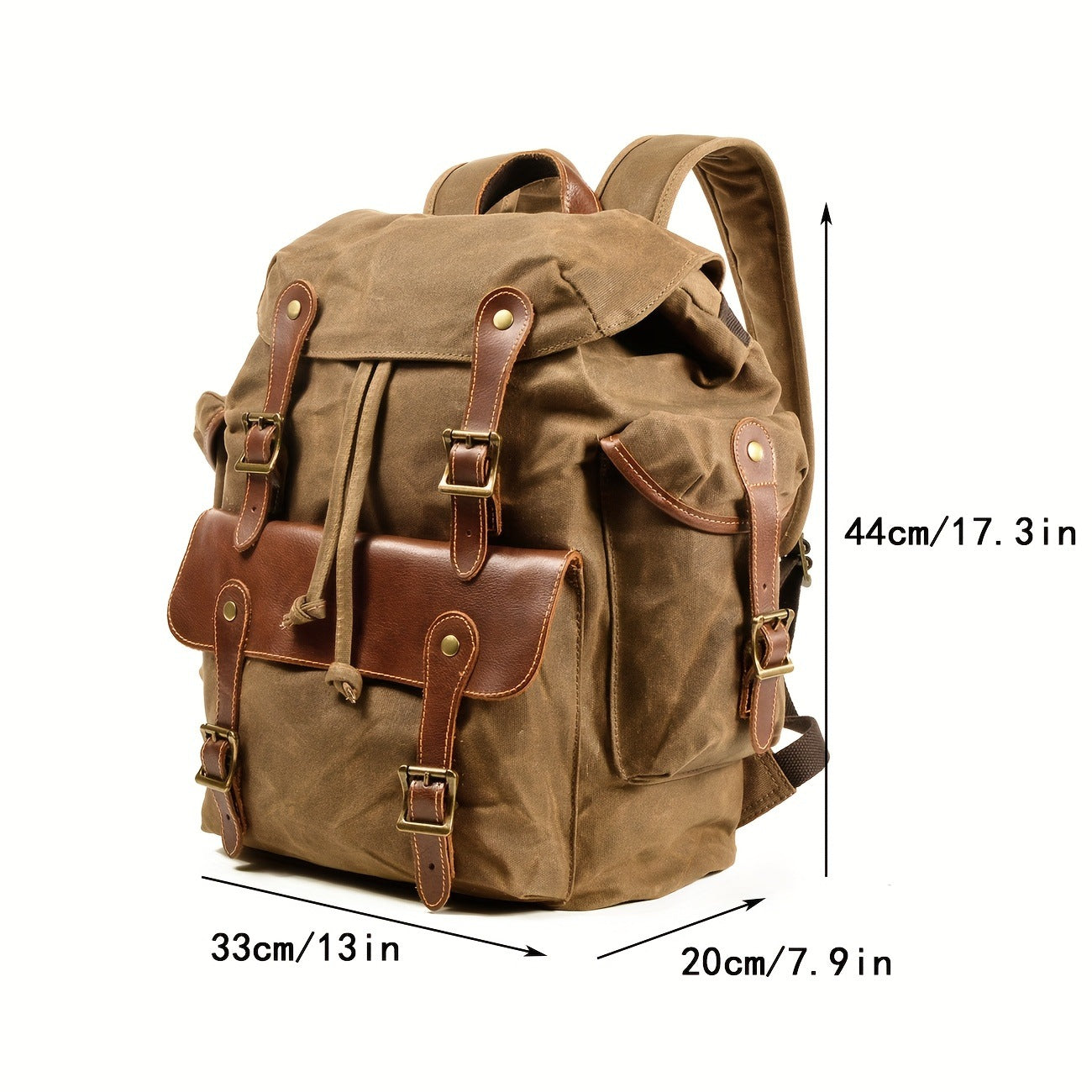 Men's Retro Canvas Leather Drawstring Quilted Large Capacity Backpacks