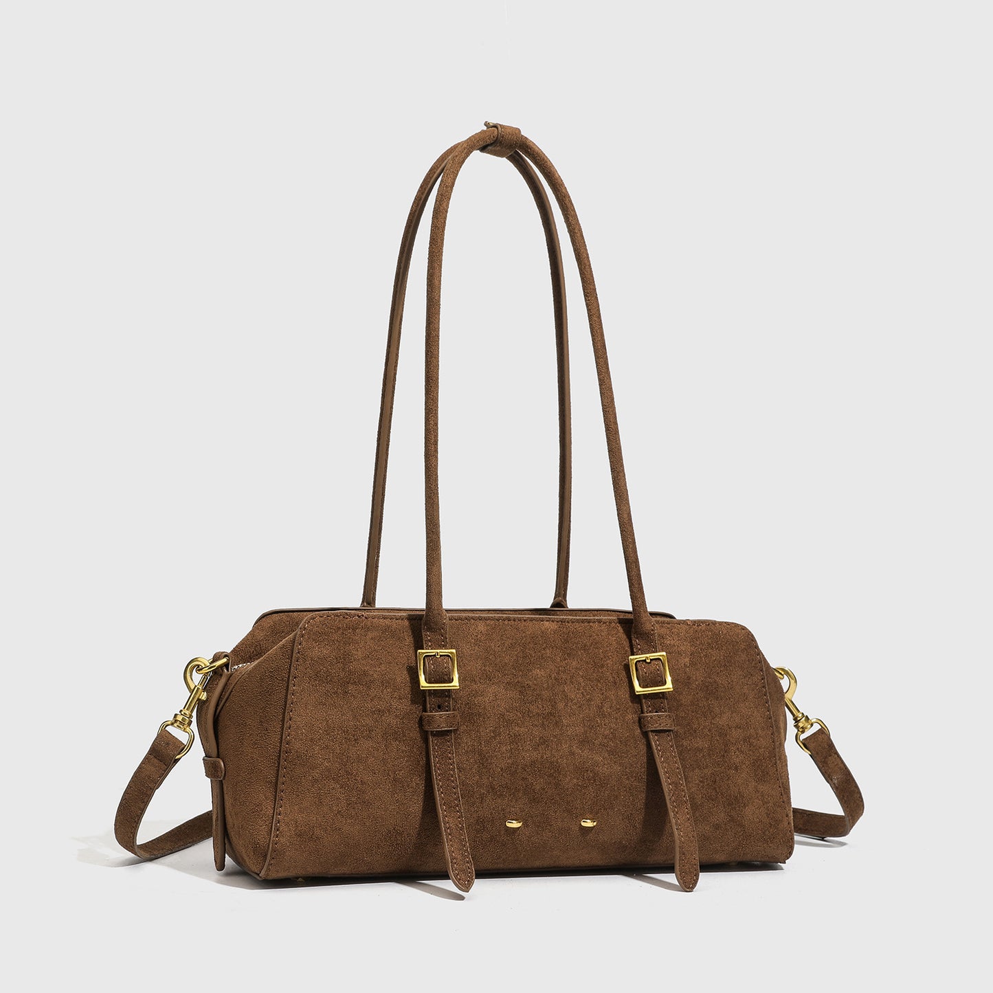 Women's Simple Suede Long Boston Bowling Portable Bags