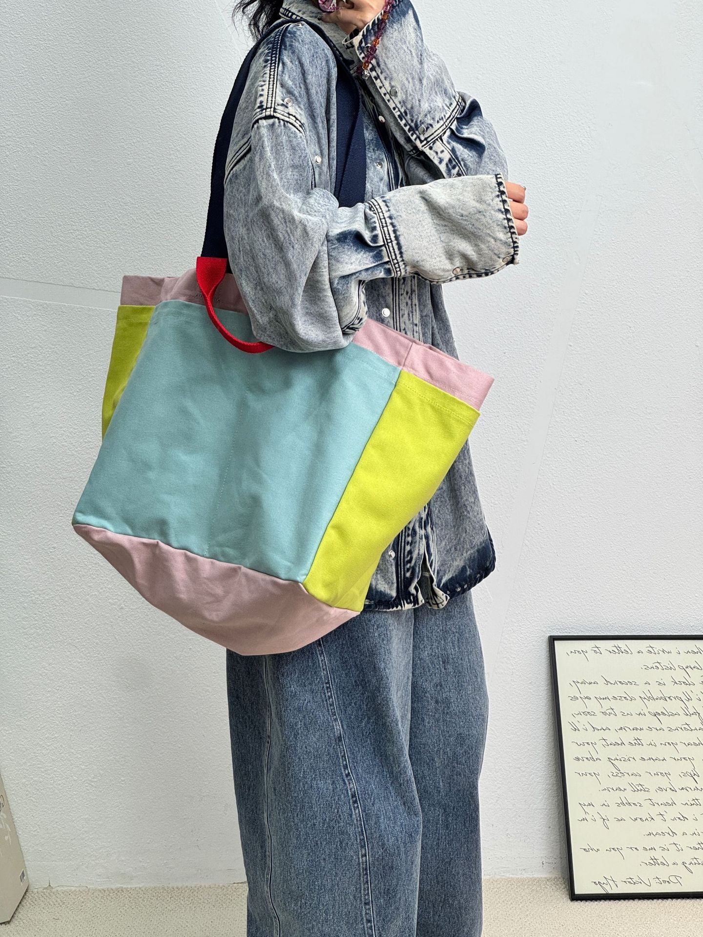 Women's Matching Canvas Large Capacity Commuter Fashion Mummy Fitness Women's Shoulder Bag