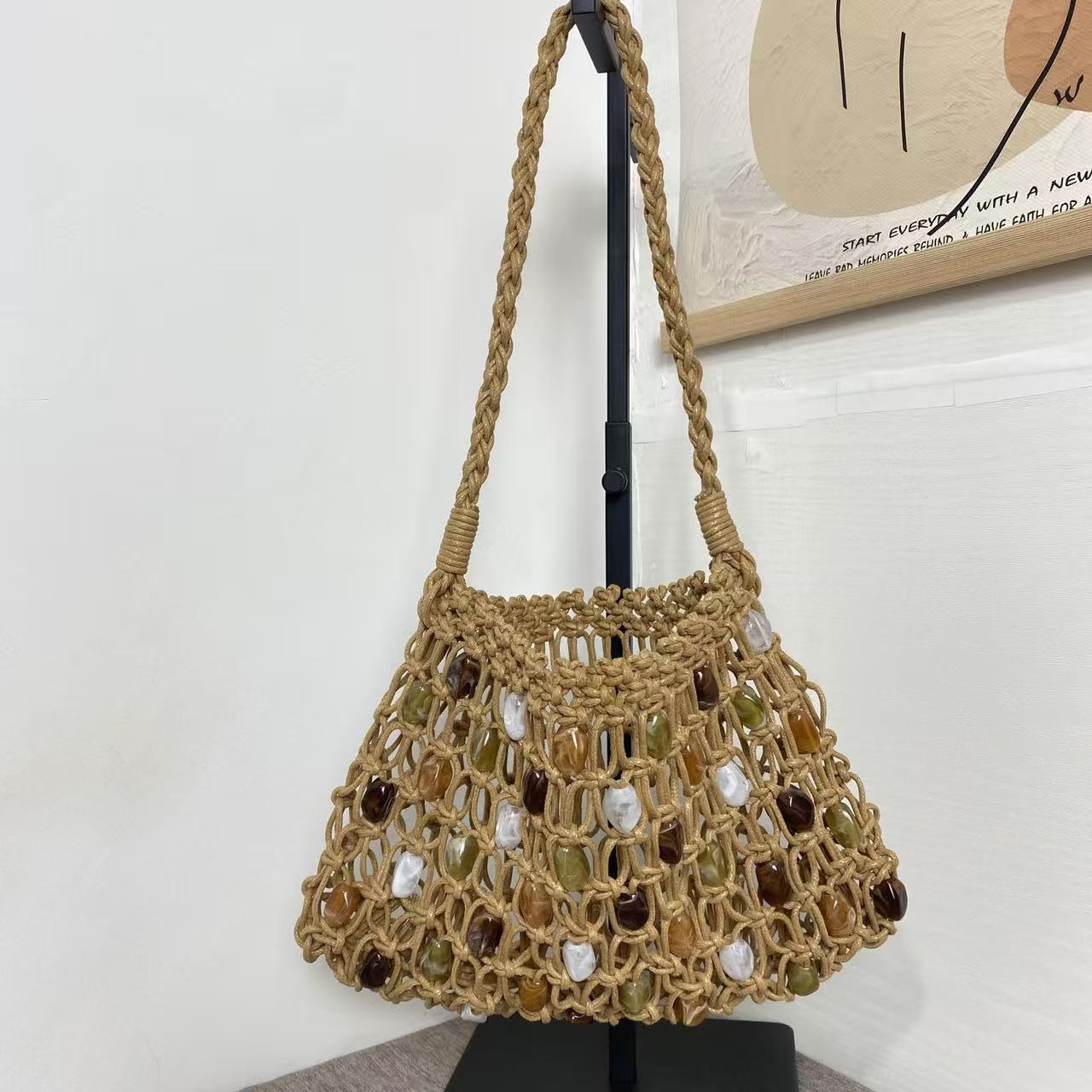 Women's Hand-woven Beads Summer Hollow Mesh Beach Women's Handbag