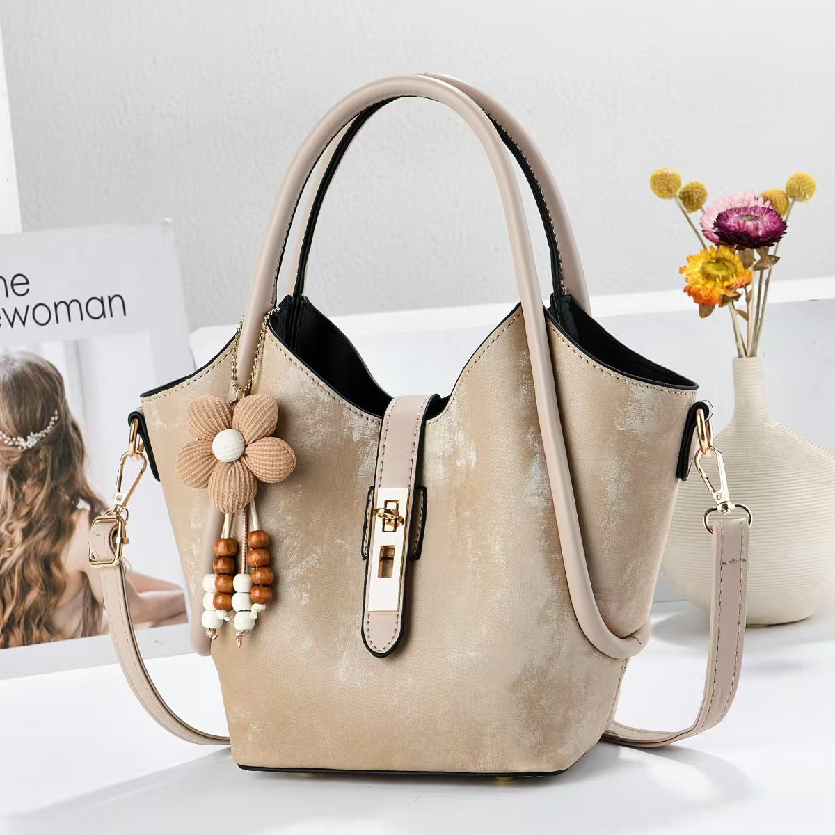 Women's Textured Chinese Style Large Capacity Versatile Niche Handbags