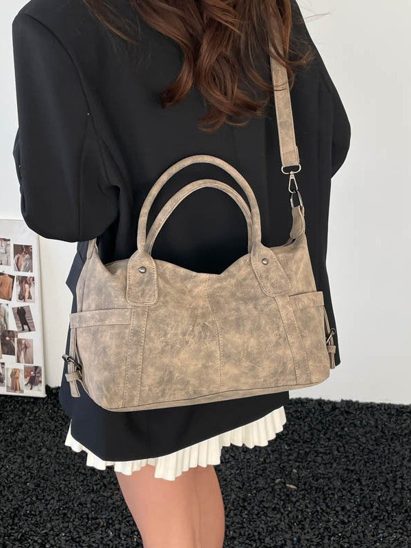 Women's Retro Fashion Frosted Large Capacity Practical Tote Bags
