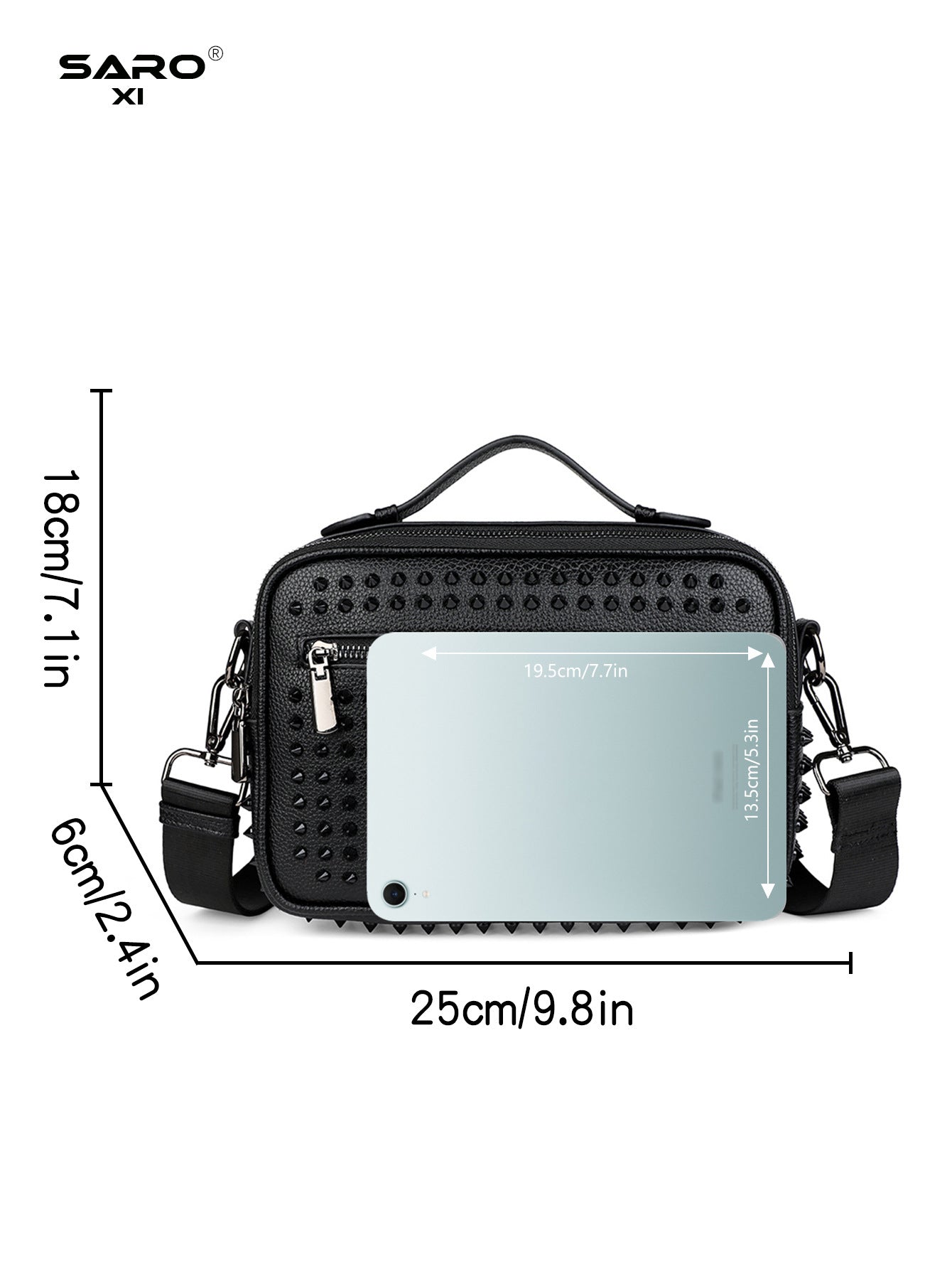 Men's Personality Rivets Simple Fashion Green Large Men's Bags