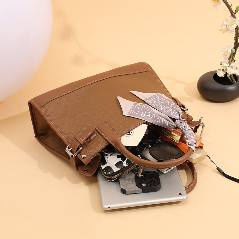 Women's Fashion Large Capacity Simple With Silk Scarf Women's Messenger Bag