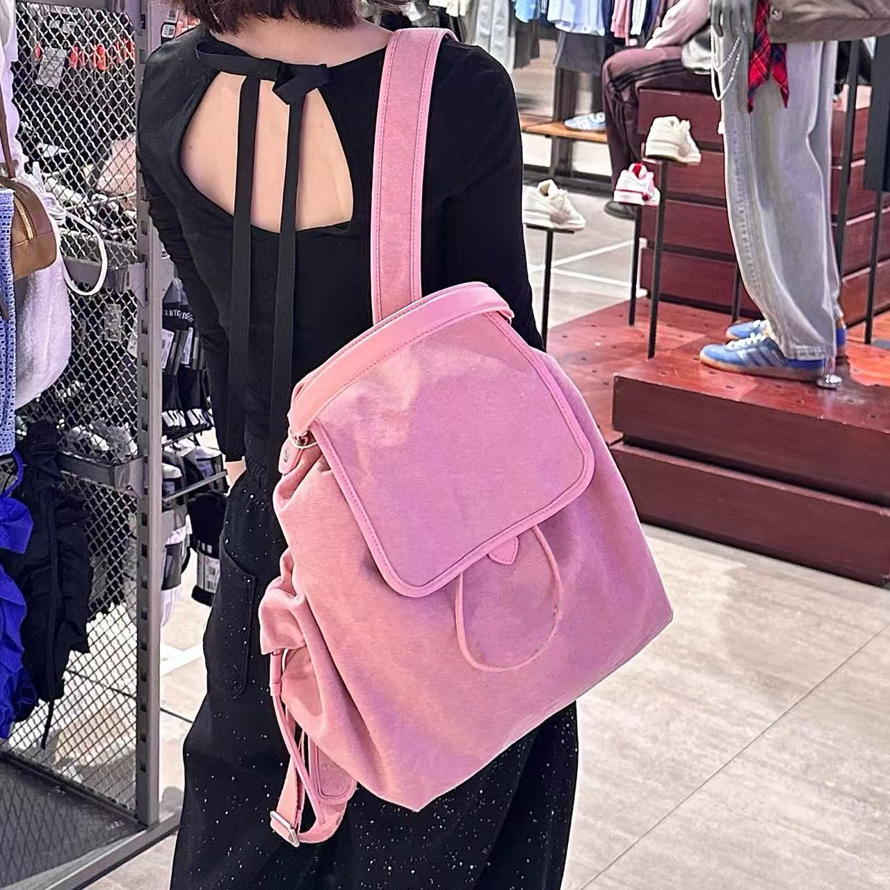 Women's Adi Clover Fashion Commuter Stringed Pearls Canvas Backpacks