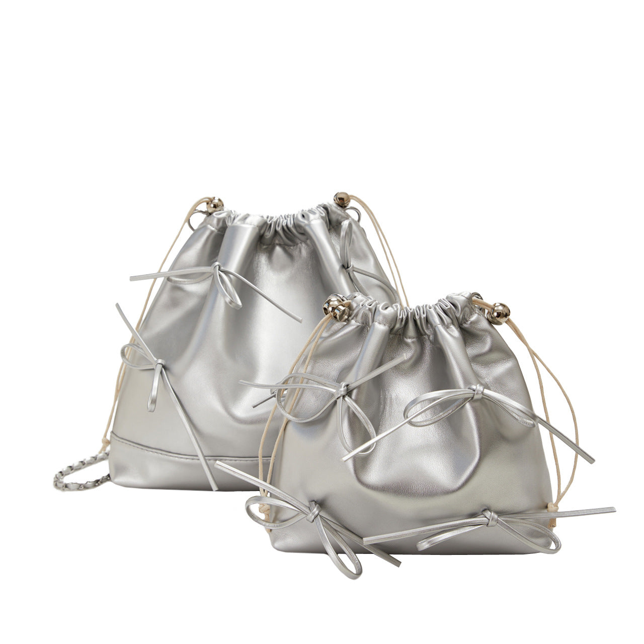 Women's Popular Pure Color Chain Texture Korean Women's Shoulder Bag