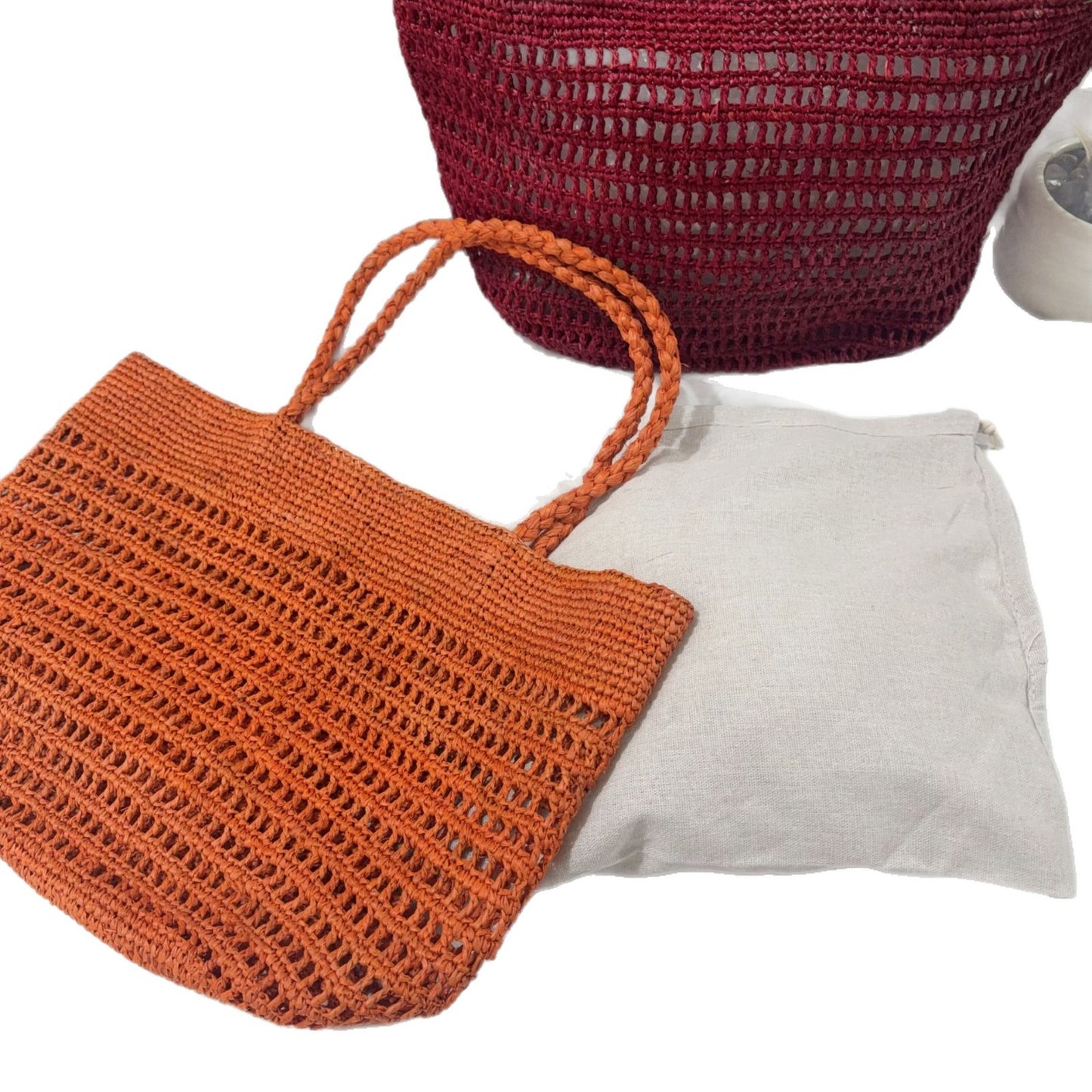 Women's Raffia Handmade Hook Weaving Hollow Portable Straw Shoulder Bags