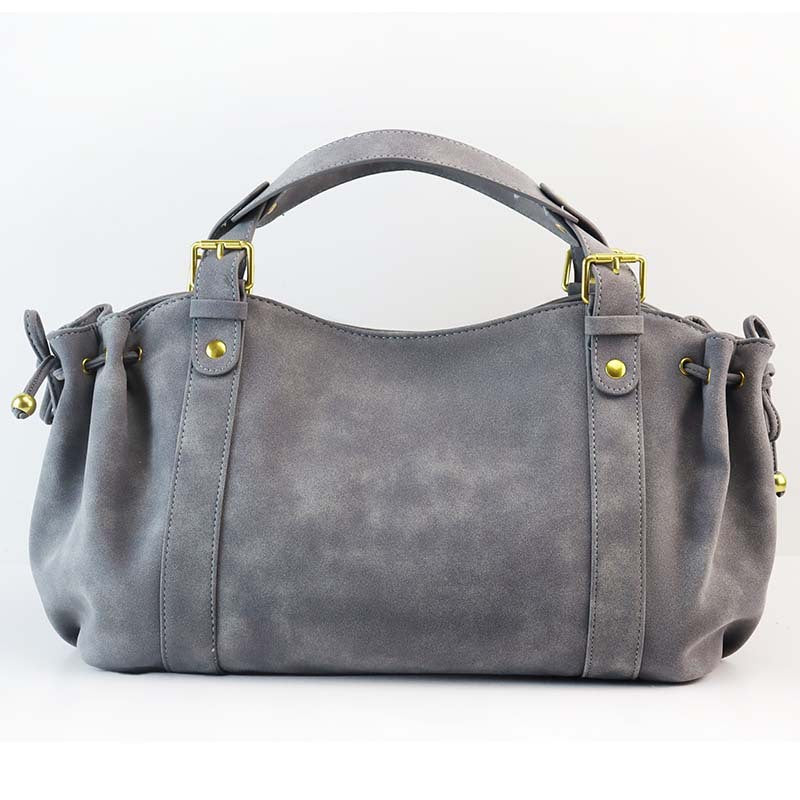 Women's Capacity Frosted Soft Leather Pleated Portable Shoulder Bags