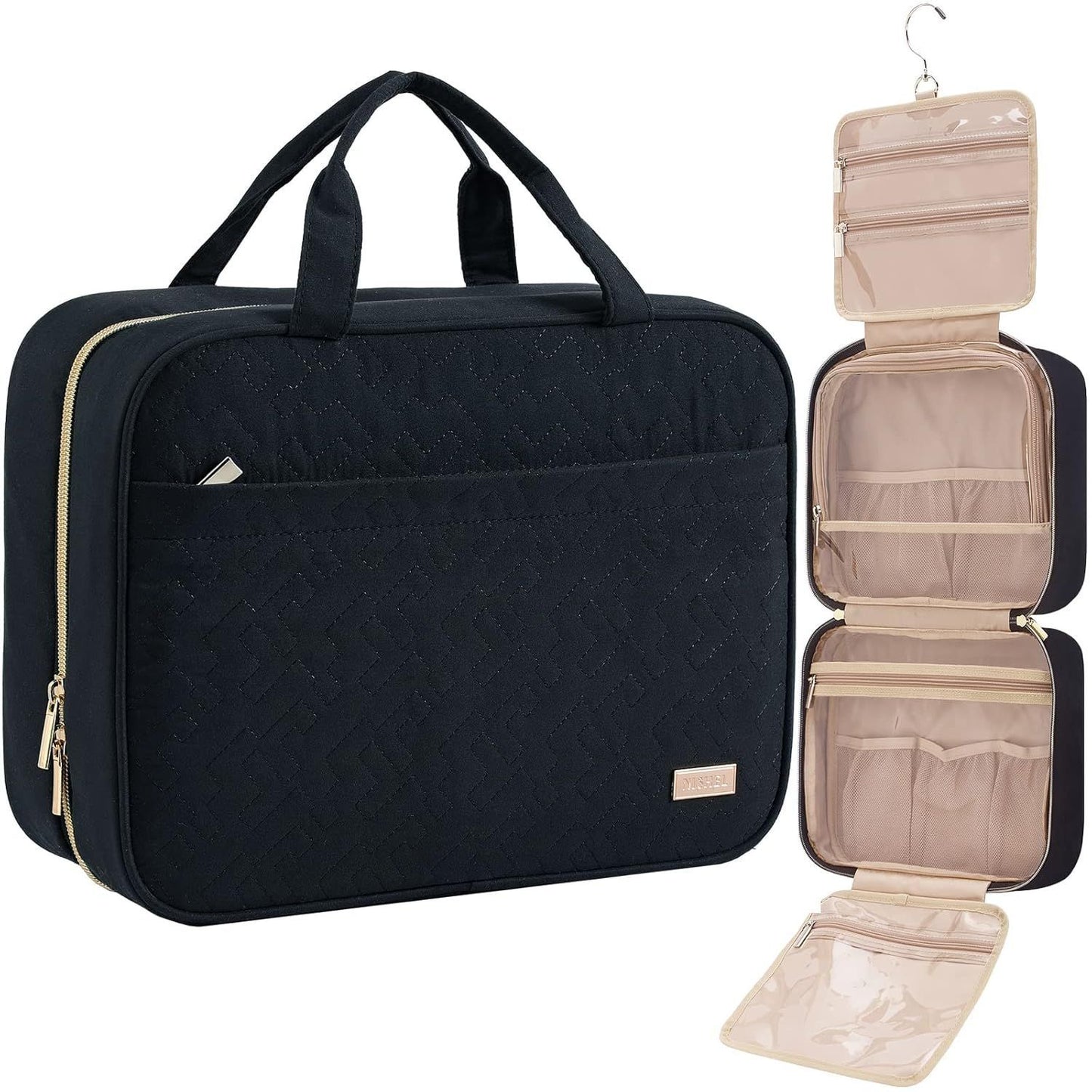 Women's Partition Layered Dry Wet Separation Waterproof Makeup Bag
