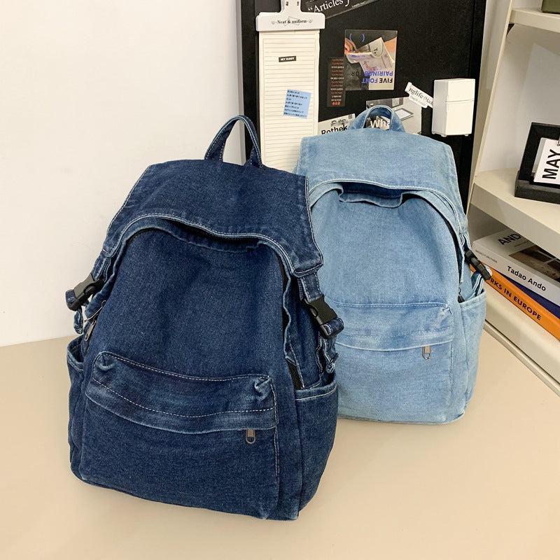 Women's Idle Style Draping Retro Denim Large Capacity Mori Bags