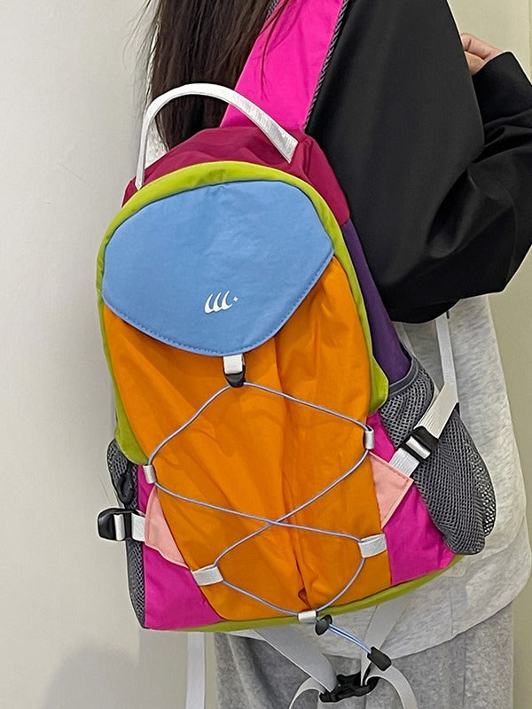 Women's Contrast Color Picnic Korean Lightweight Large Leisure Backpack