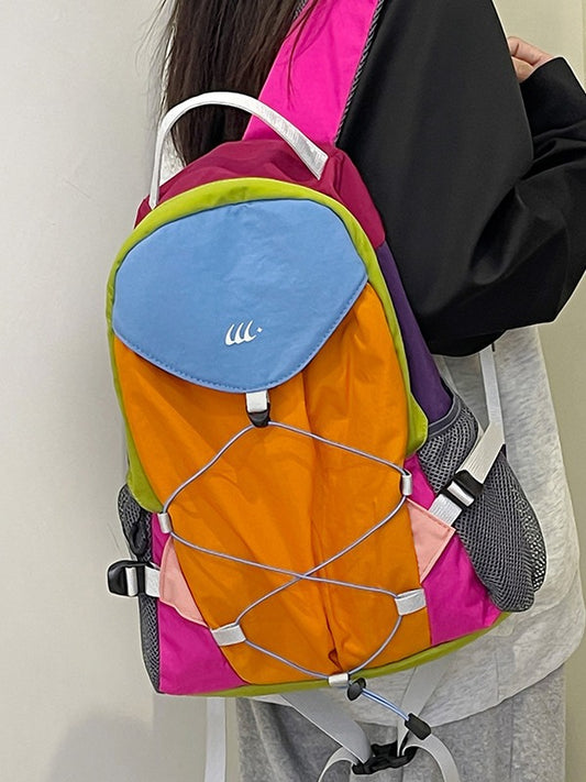 Women's Contrast Color Picnic Korean Lightweight Large Leisure Backpack