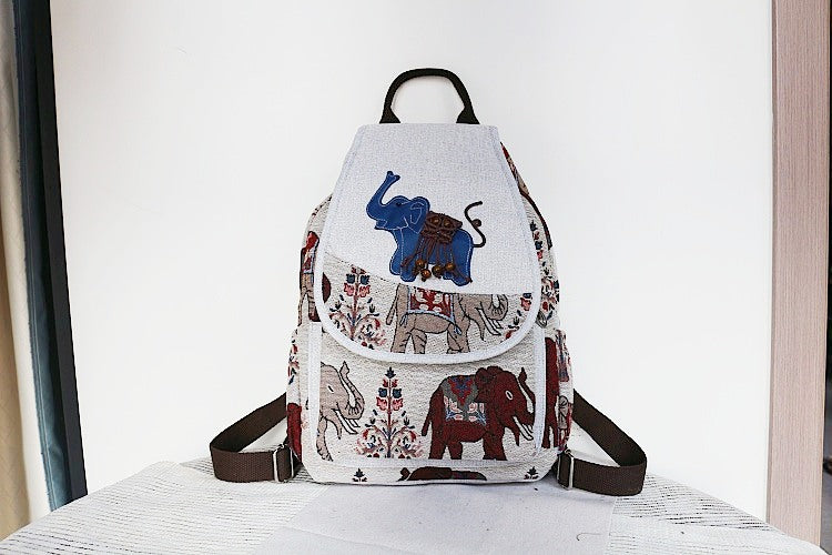Women's Vintage Printing Wax Line Woven Fresh Women's Backpack