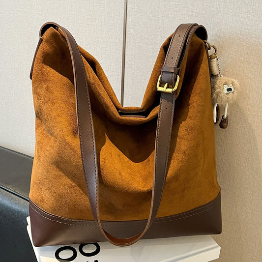 Women's Retro Minority Commuter Suede Fashion Large Capacity Bags