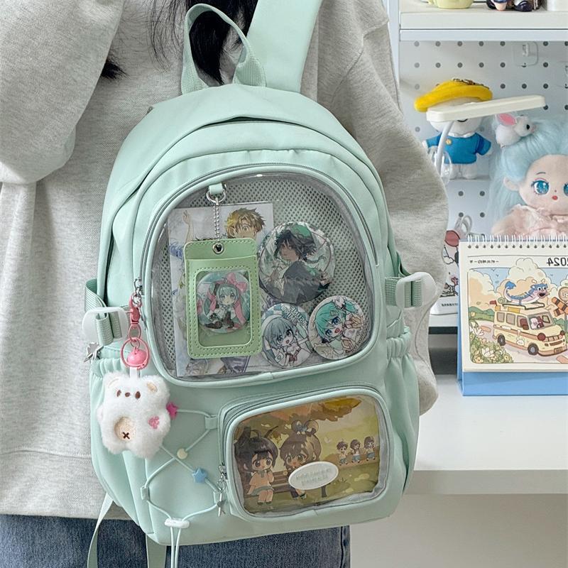 Good-looking Female Junior High Cute Style Transparent Bar Leisure Backpack