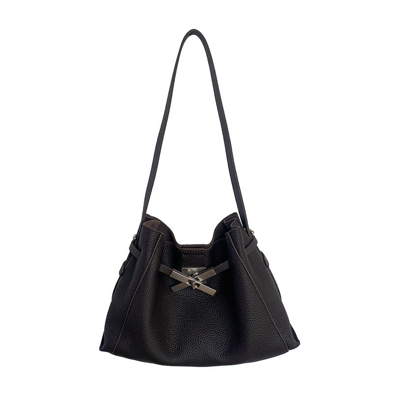 Top Layer Cowhide Korean Style Niche High-grade Women's Shoulder Bag