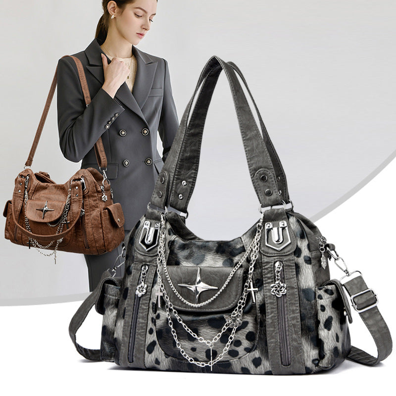 Women's Retro Washed Unique Hot Fan Bike Packet Large Capacity Women's Handbag