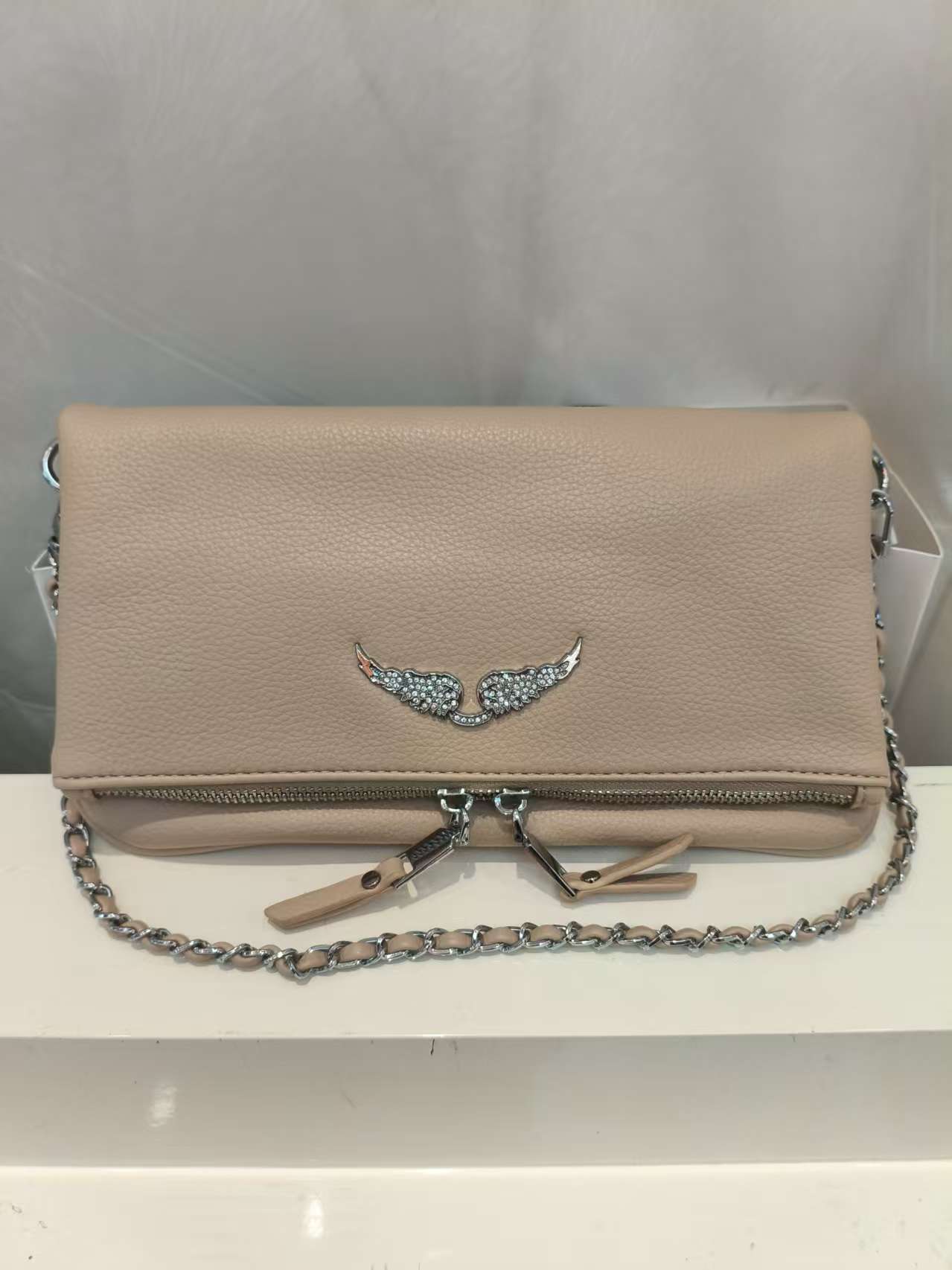 Women's Black Wings Rhinestone Metal Chain Women's Shoulder Bag