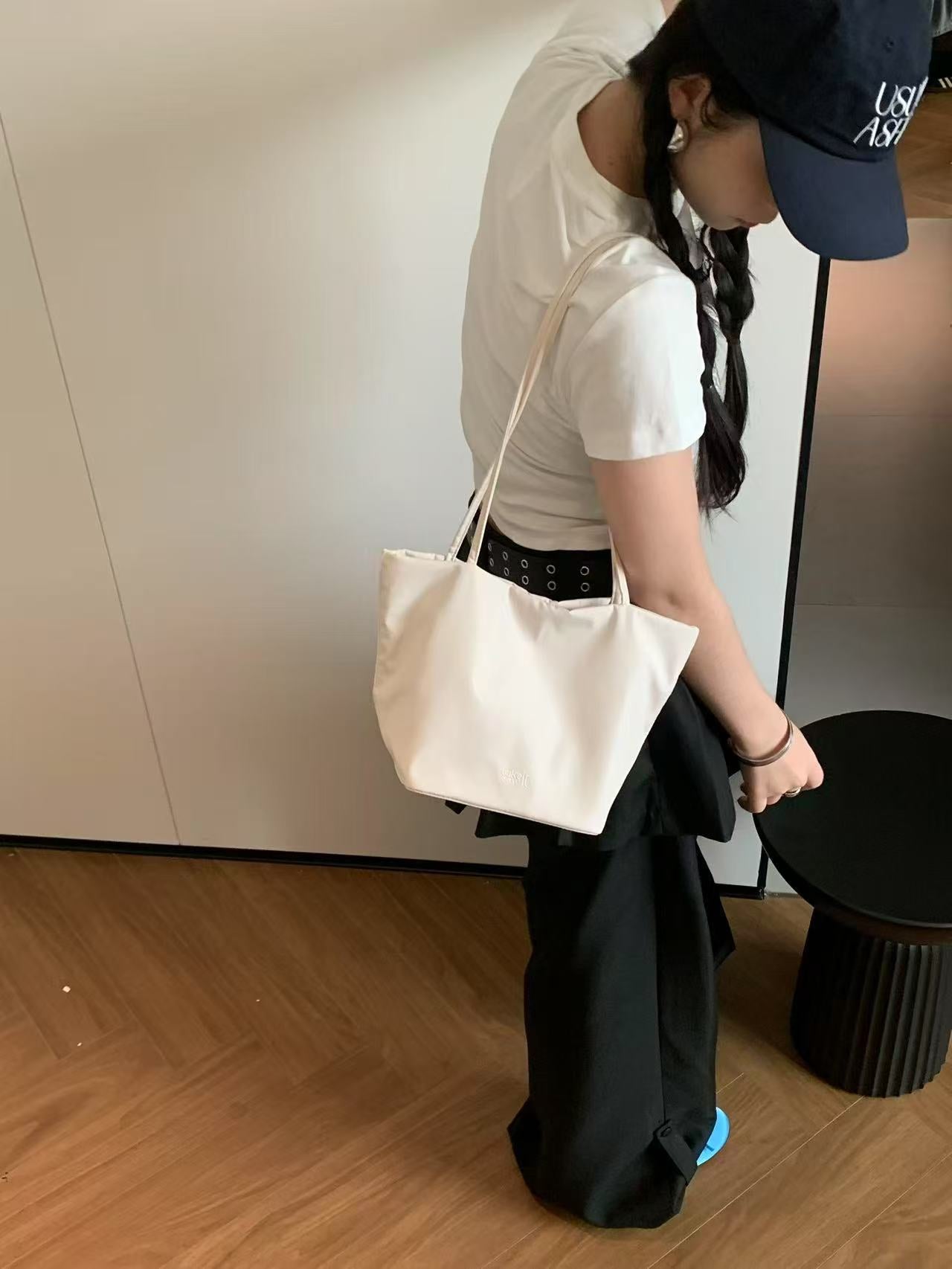 Women's Red Nylon Cloth Large Capacity Underarm Portable Bucket Bags