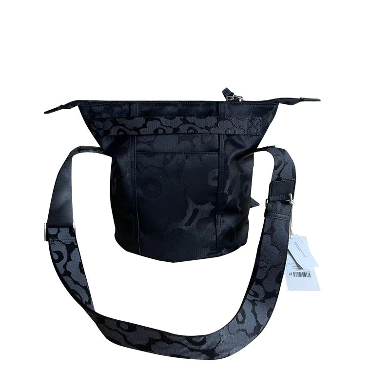 Niche Printed Black Nylon Commuter Fashion Bags